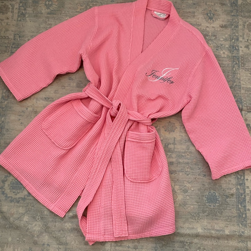 Monogrammed “Jennifer” waffle weave robe